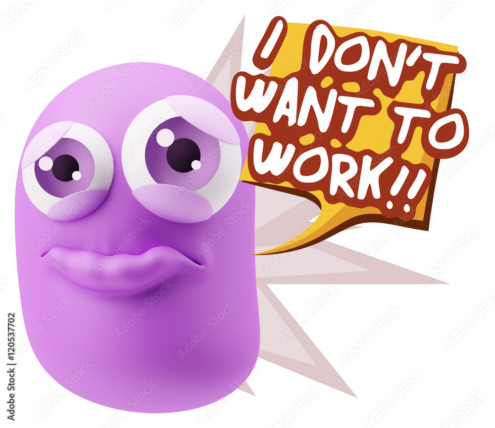 3d Rendering Sad Character Emoticon Expression saying I Don't Wa