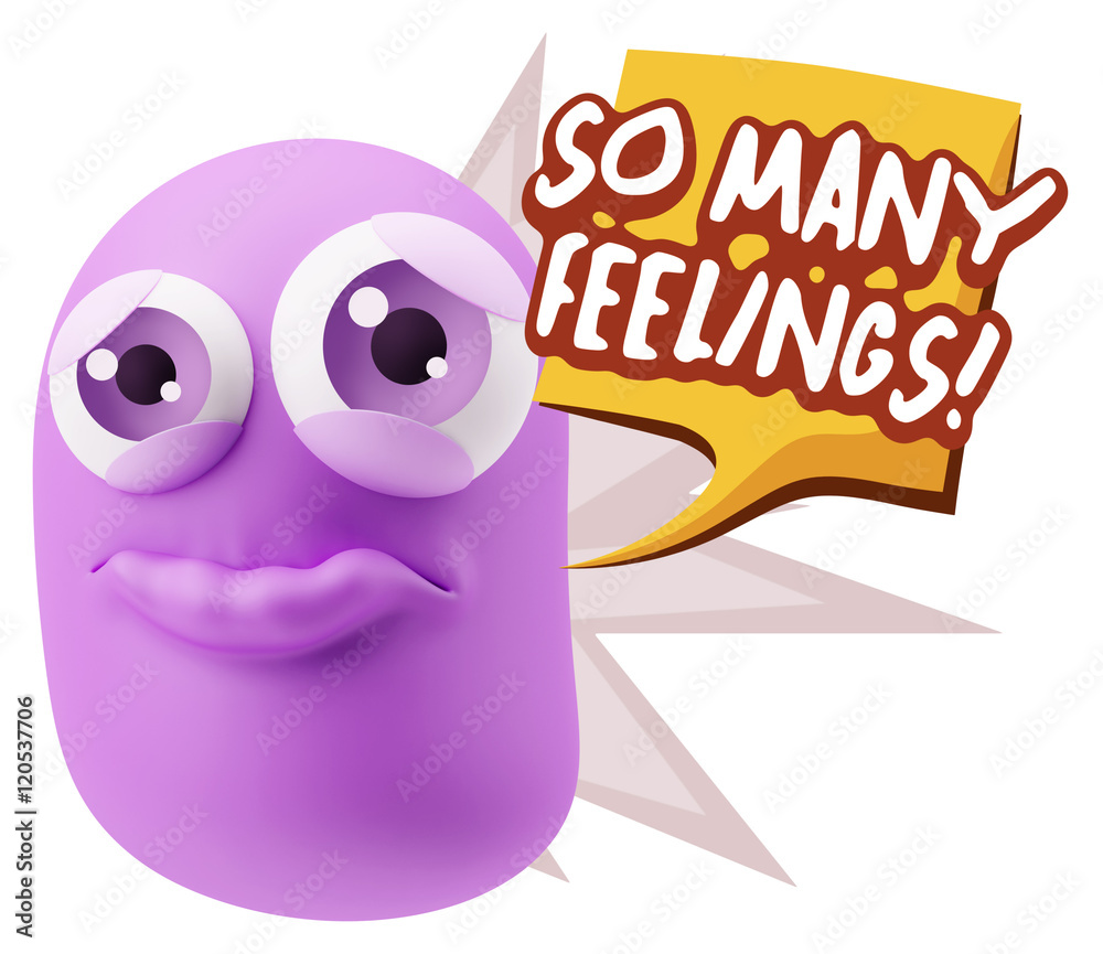 3d Rendering Sad Character Emoticon Expression saying So Many Fe