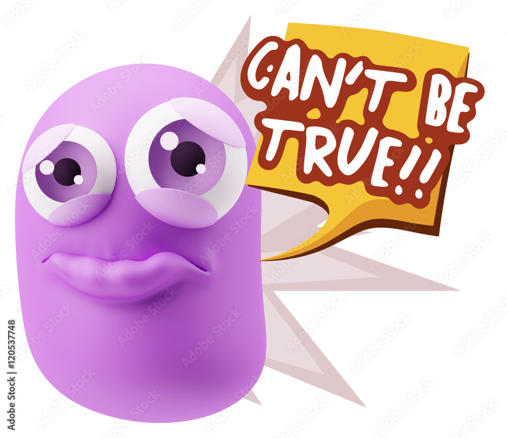 3d Rendering Sad Character Emoticon Expression saying Can't be T 3d Rendering Sad Character Emoticon Expression saying Can't be T