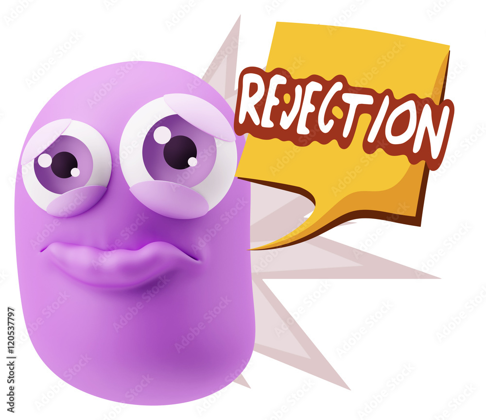 3d Rendering Sad Character Emoticon Expression saying Rejection 3d Rendering Sad Character Emoticon Expression saying Rejection
