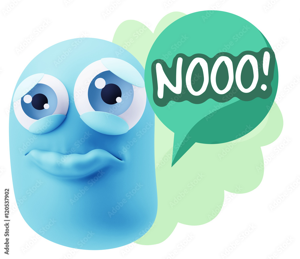 3d Rendering Sad Character Emoticon Expression saying No with Co 3d Rendering Sad Character Emoticon Expression saying No with Co