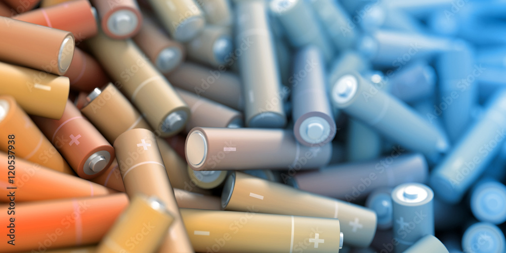Infinite alkaline batteries three dimensional render Infinite alkaline batteries three dimensional render