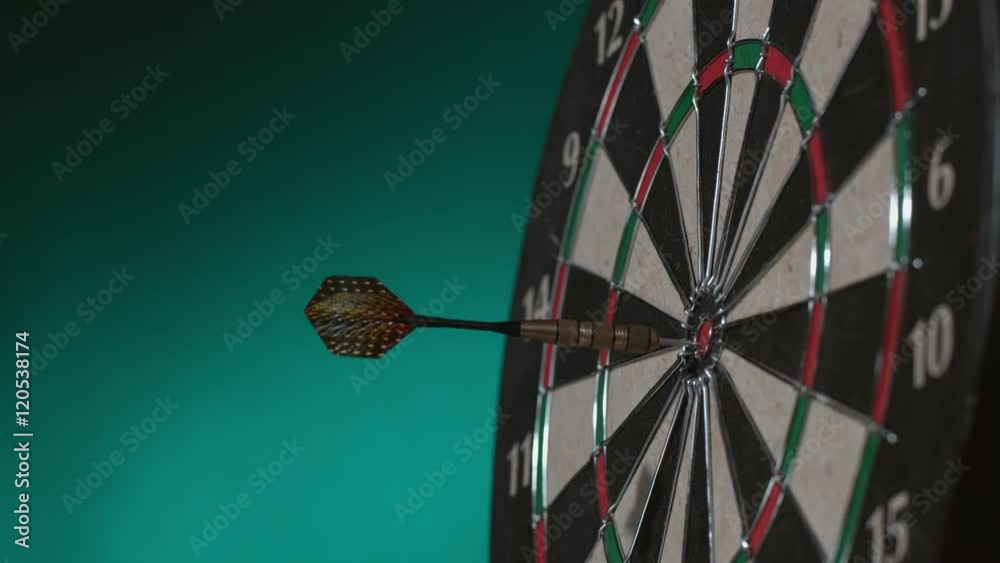 Dart hits bullseye & Dart bounces off board, slow motion; shot on Phantom Flex 4K at 1000 fps