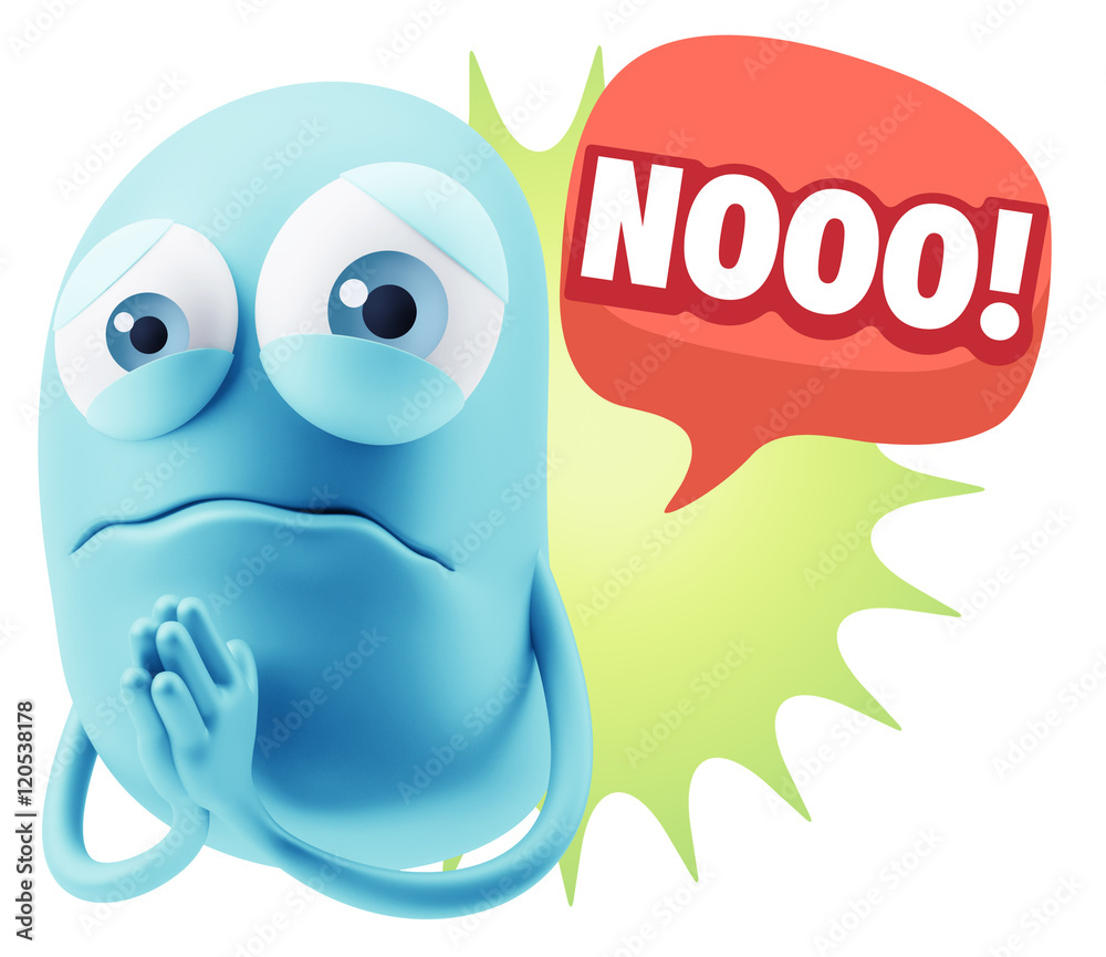 3d Rendering Sad Character Emoticon Expression saying No with Co 3d Rendering Sad Character Emoticon Expression saying No with Co