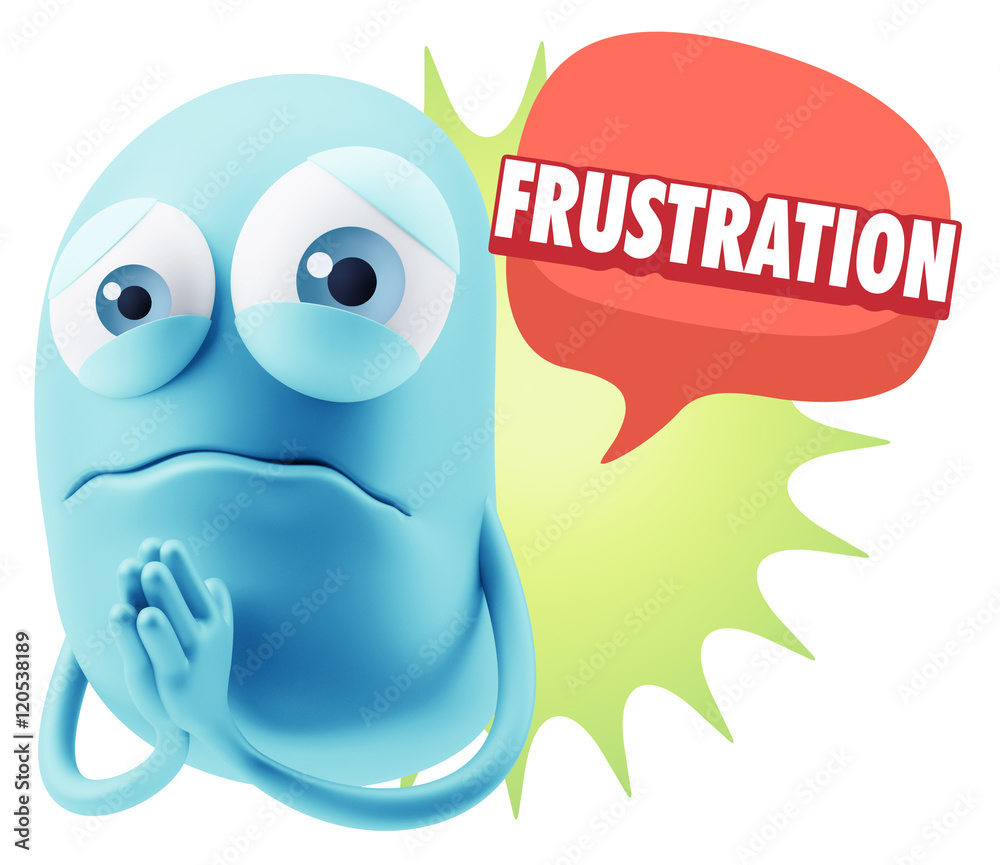 3d Rendering Sad Character Emoticon Expression saying Frustratio 3d Rendering Sad Character Emoticon Expression saying Frustratio