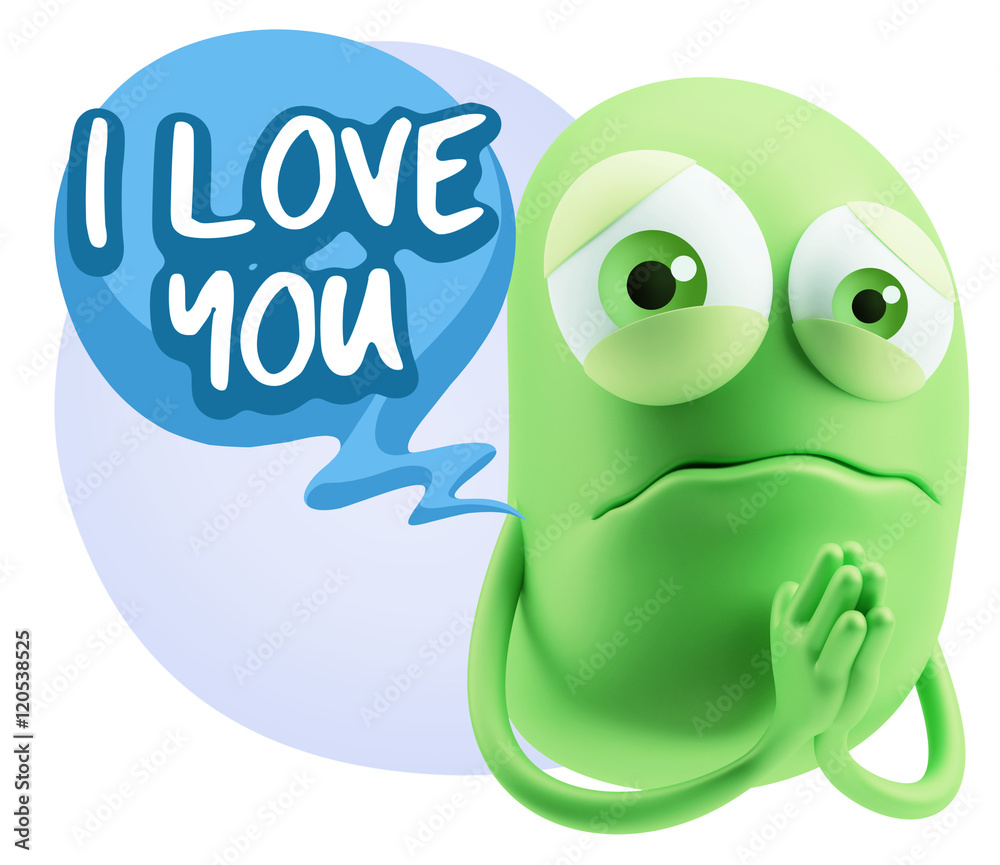 3d Rendering Sad Character Emoticon Expression saying I Love You 3d Rendering Sad Character Emoticon Expression saying I Love You