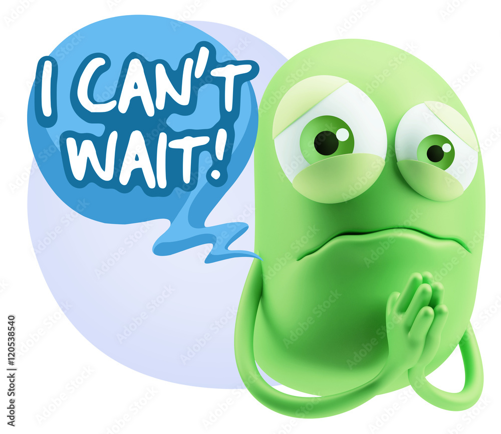 3d Rendering Sad Character Emoticon Expression saying I Can't Wa 3d Rendering Sad Character Emoticon Expression saying I Can't Wa