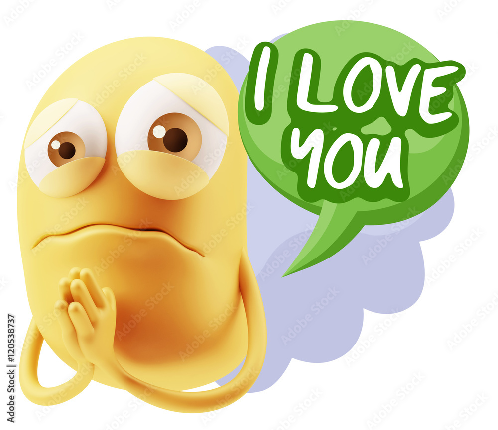 3d Rendering Sad Character Emoticon Expression saying I Love You 3d Rendering Sad Character Emoticon Expression saying I Love You