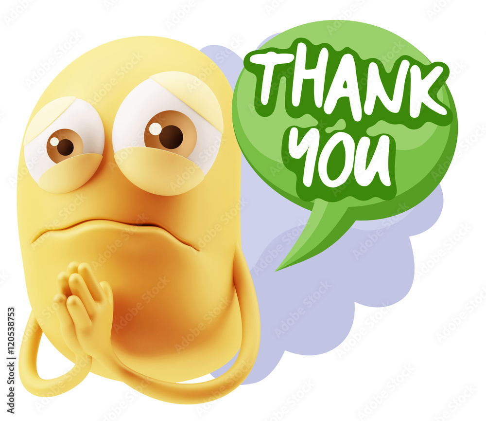 3d Rendering Sad Character Emoticon Expression saying Thank You 3d Rendering Sad Character Emoticon Expression saying Thank You