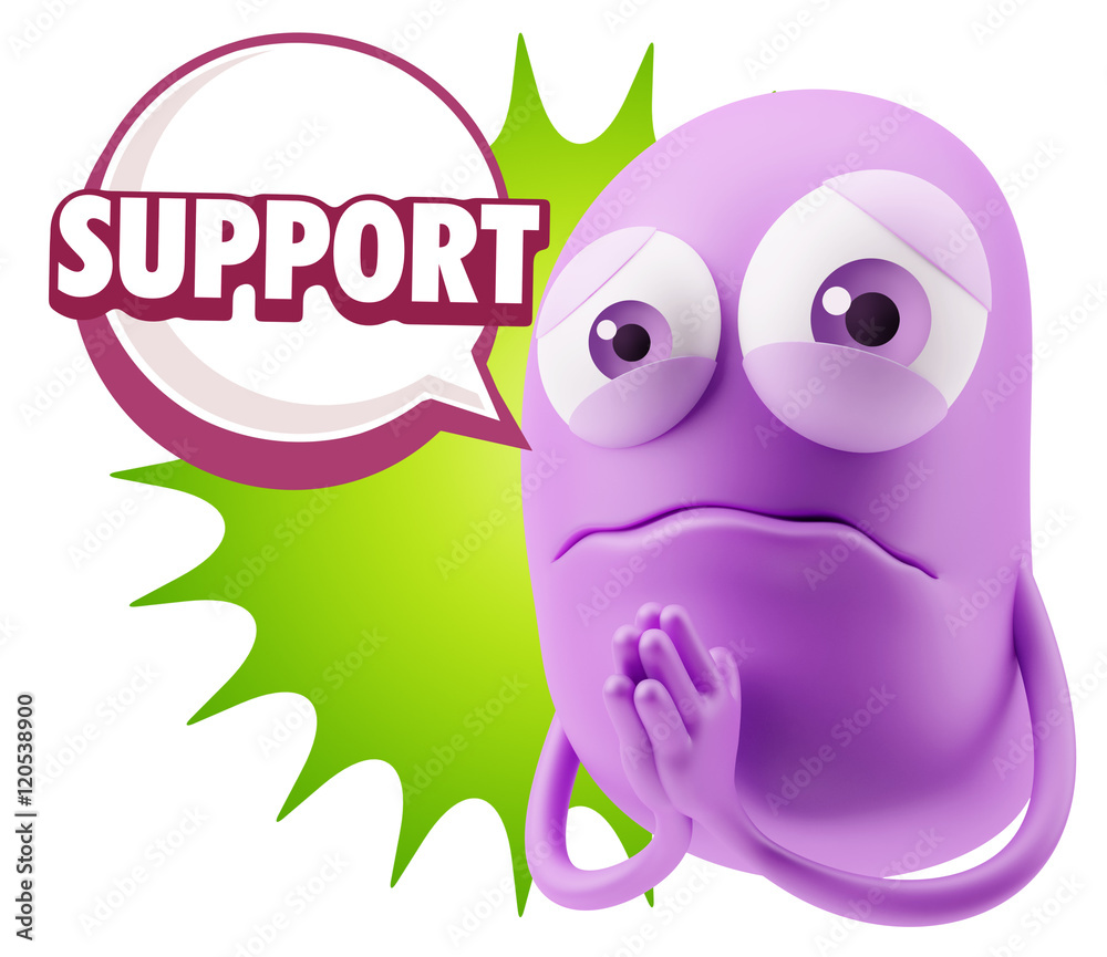 3d Rendering Sad Character Emoticon Expression saying Support wi 3d Rendering Sad Character Emoticon Expression saying Support wi