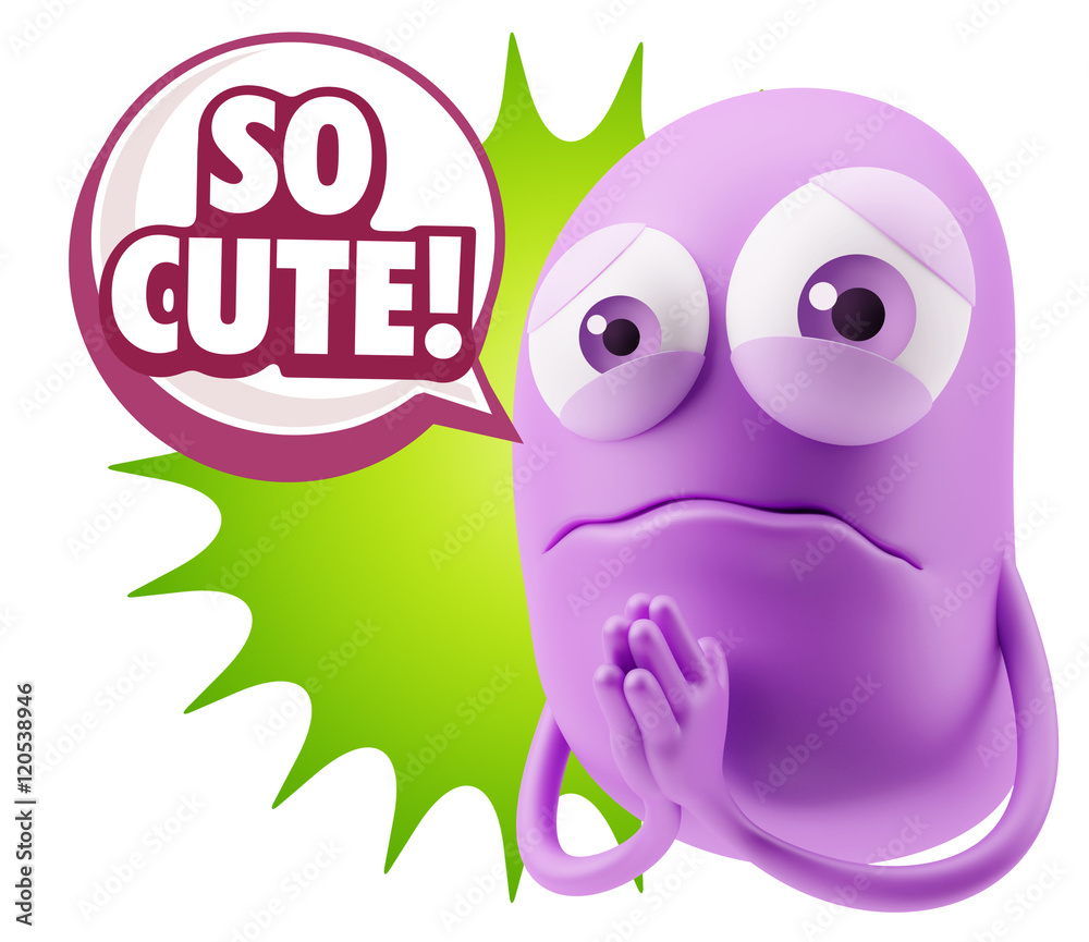 3d Rendering Sad Character Emoticon Expression saying So Cute wi 3d Rendering Sad Character Emoticon Expression saying So Cute wi