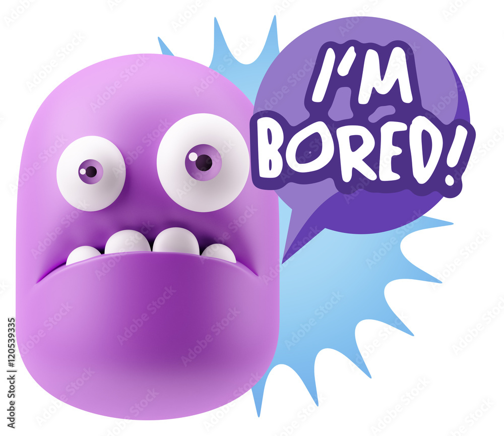 3d Rendering Sad Character Emoticon Expression saying I'm Bored 3d Rendering Sad Character Emoticon Expression saying I'm Bored