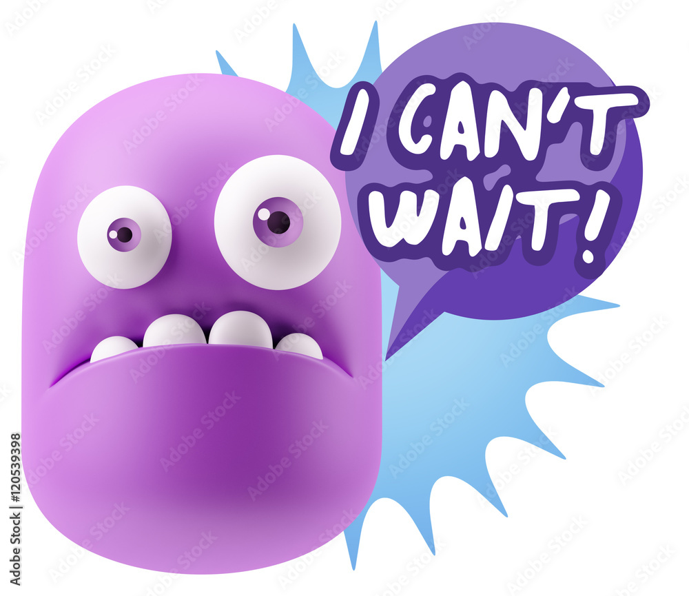 3d Rendering Sad Character Emoticon Expression saying I Can't Wa 3d Rendering Sad Character Emoticon Expression saying I Can't Wa