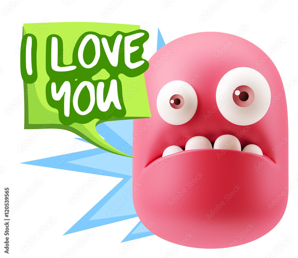 3d Rendering Sad Character Emoticon Expression saying I Love You 3d Rendering Sad Character Emoticon Expression saying I Love You
