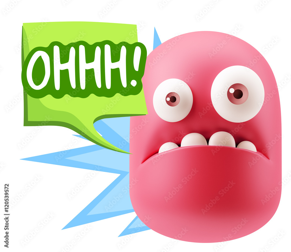 3d Rendering Sad Character Emoticon Expression saying Oh with Co Stock ...