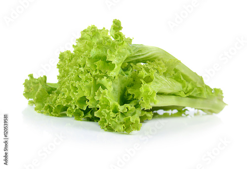 fresh lettuce leaves isolated on white