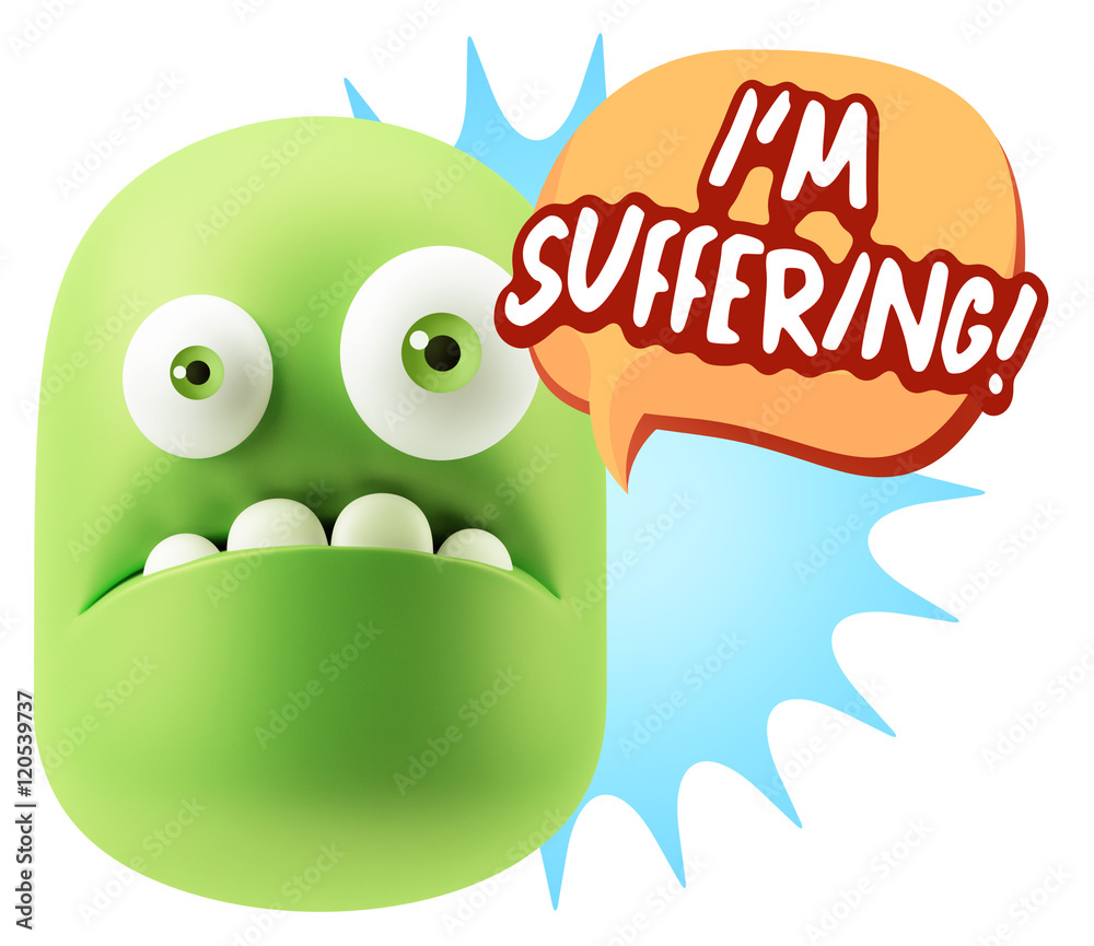3d Rendering Sad Character Emoticon Expression saying I'm Suffer 3d Rendering Sad Character Emoticon Expression saying I'm Suffer