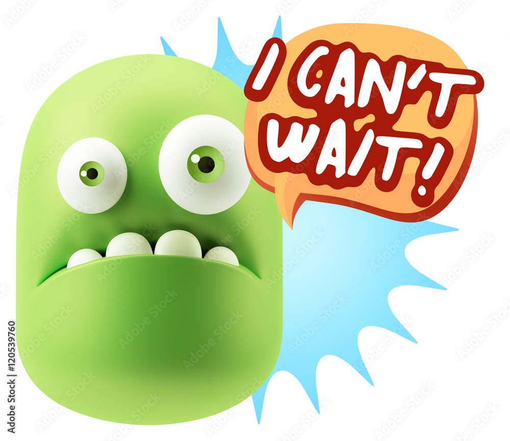 3d Rendering Sad Character Emoticon Expression saying I Can't Wa 3d Rendering Sad Character Emoticon Expression saying I Can't Wa