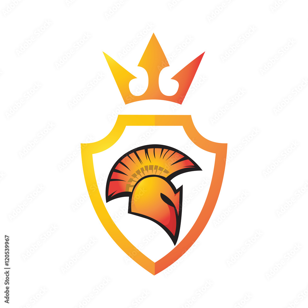 Spartan dan Shield Symbol Stock Vector | Adobe Stock