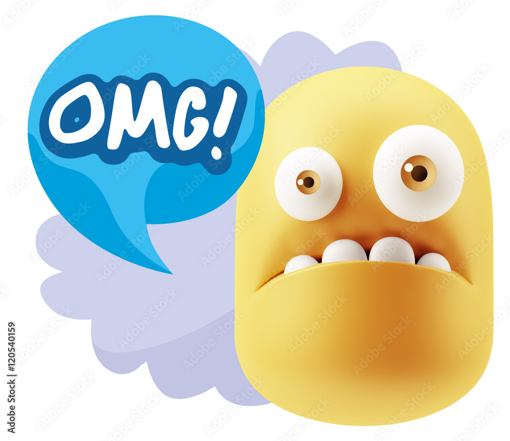 3d Rendering Sad Character Emoticon Expression saying OMG with C 3d Rendering Sad Character Emoticon Expression saying OMG with C