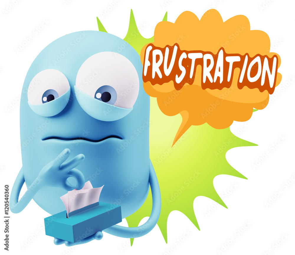 3d Rendering Sad Character Emoticon Expression saying Frustratio 3d Rendering Sad Character Emoticon Expression saying Frustratio