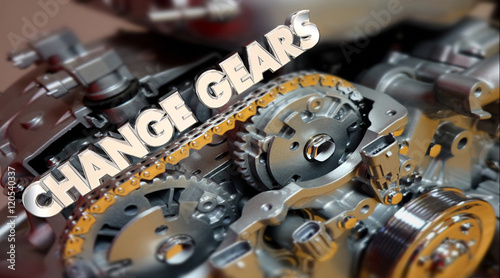 Change Gears Engine Evolve Shift Word 3d Illustration