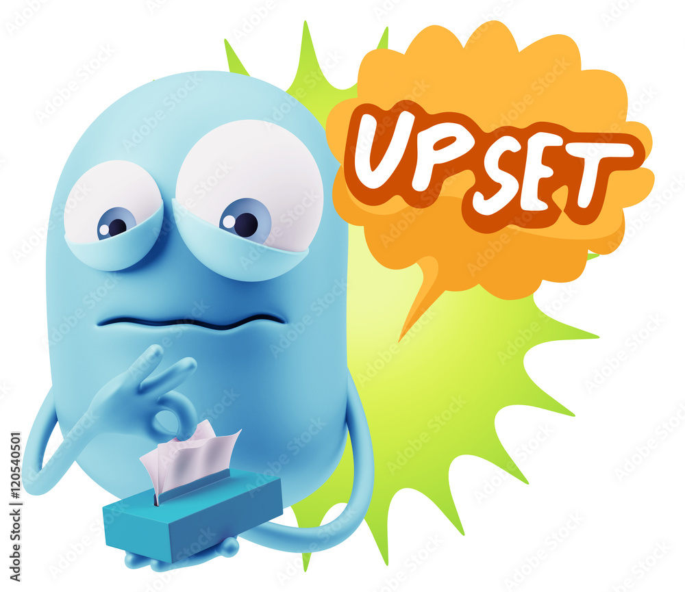 3d Rendering Sad Character Emoticon Expression saying Upset with 3d Rendering Sad Character Emoticon Expression saying Upset with