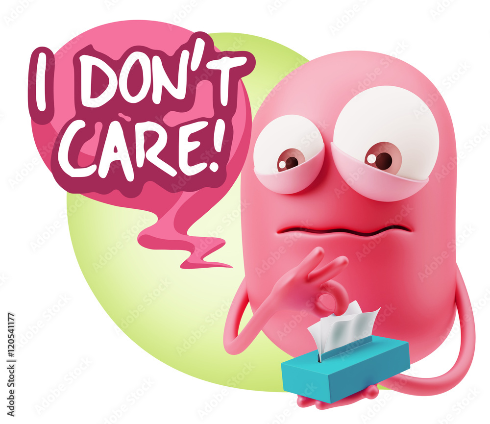 Obraz premium 3d Rendering Sad Character Emoticon Expression saying I Don't Ca