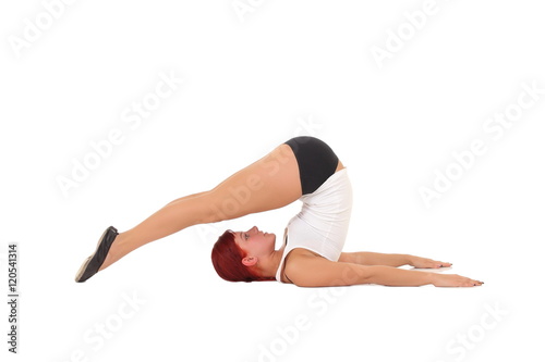 Woman working yoga exercise