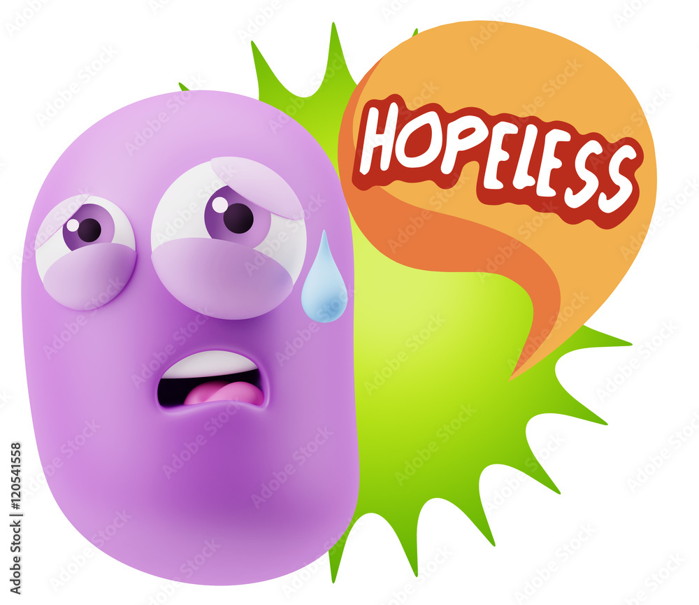 3d Rendering Sad Character Emoticon Expression saying Hopeless w 3d Rendering Sad Character Emoticon Expression saying Hopeless w