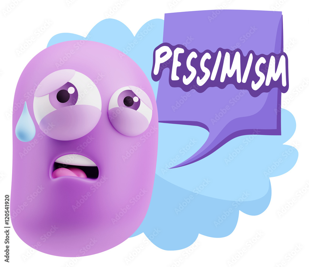 3d Rendering Sad Character Emoticon Expression saying Pessimisti 3d Rendering Sad Character Emoticon Expression saying Pessimisti