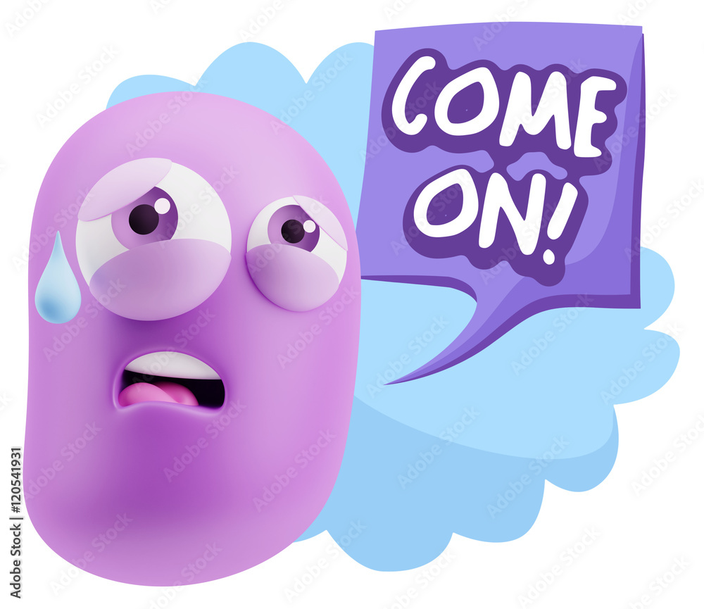 3d Rendering Sad Character Emoticon Expression saying Come On wi 3d Rendering Sad Character Emoticon Expression saying Come On wi