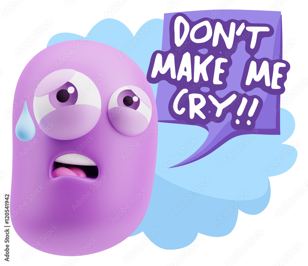 3d Rendering Sad Character Emoticon Expression saying Don't Make 3d Rendering Sad Character Emoticon Expression saying Don't Make