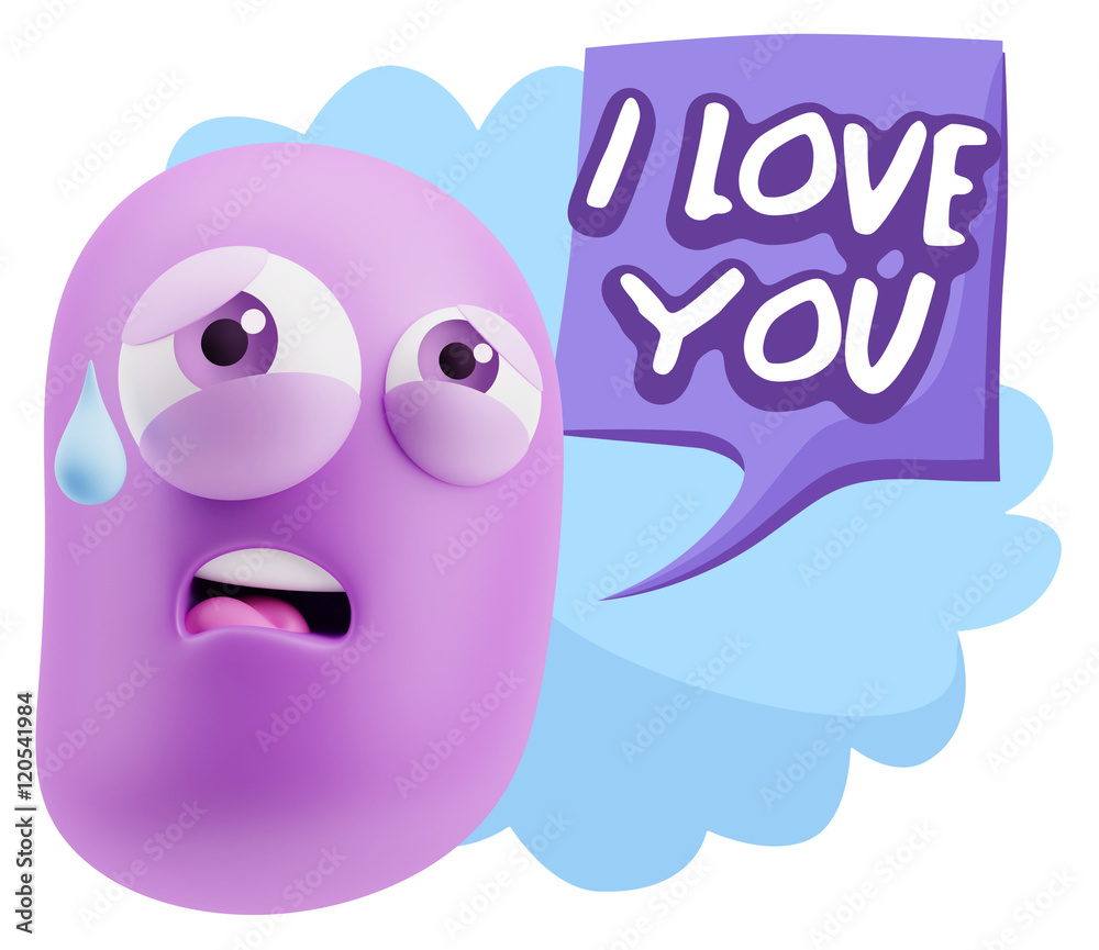 3d Rendering Sad Character Emoticon Expression saying I Love You 3d Rendering Sad Character Emoticon Expression saying I Love You