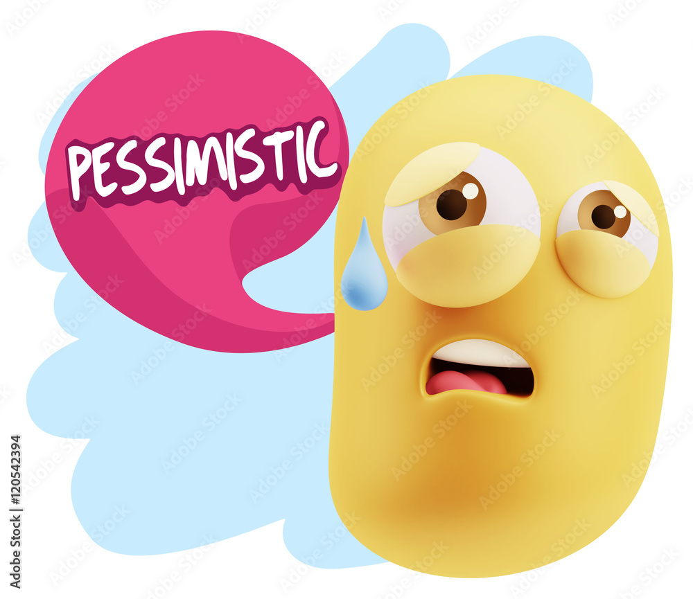 3d Rendering Sad Character Emoticon Expression saying Pessimisti 3d Rendering Sad Character Emoticon Expression saying Pessimisti