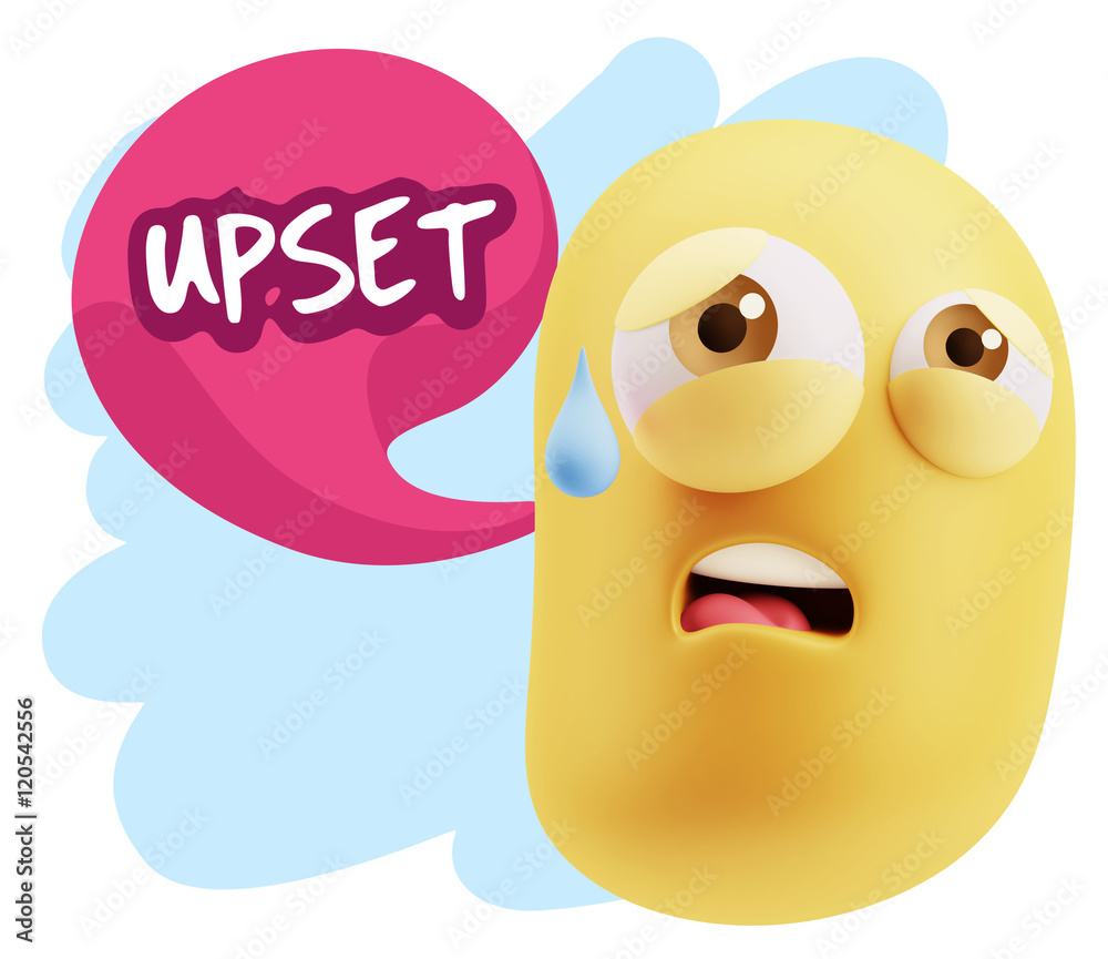 3d Rendering Sad Character Emoticon Expression saying Upset with 3d Rendering Sad Character Emoticon Expression saying Upset with