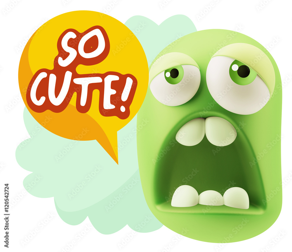 3d Rendering Sad Character Emoticon Expression saying So Cute wi 3d Rendering Sad Character Emoticon Expression saying So Cute wi