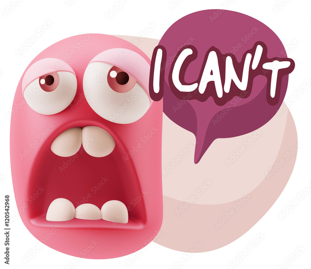3d Rendering Sad Character Emoticon Expression saying I Can't wi 3d Rendering Sad Character Emoticon Expression saying I Can't wi