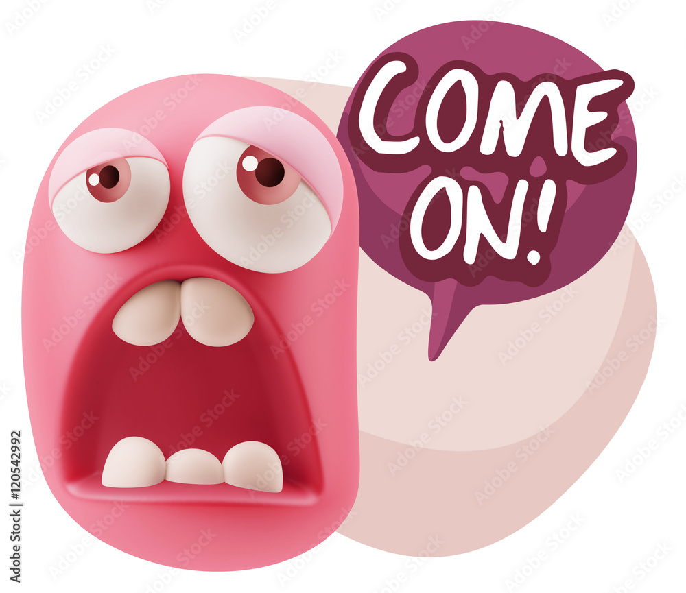3d Rendering Sad Character Emoticon Expression saying Come On wi 3d Rendering Sad Character Emoticon Expression saying Come On wi
