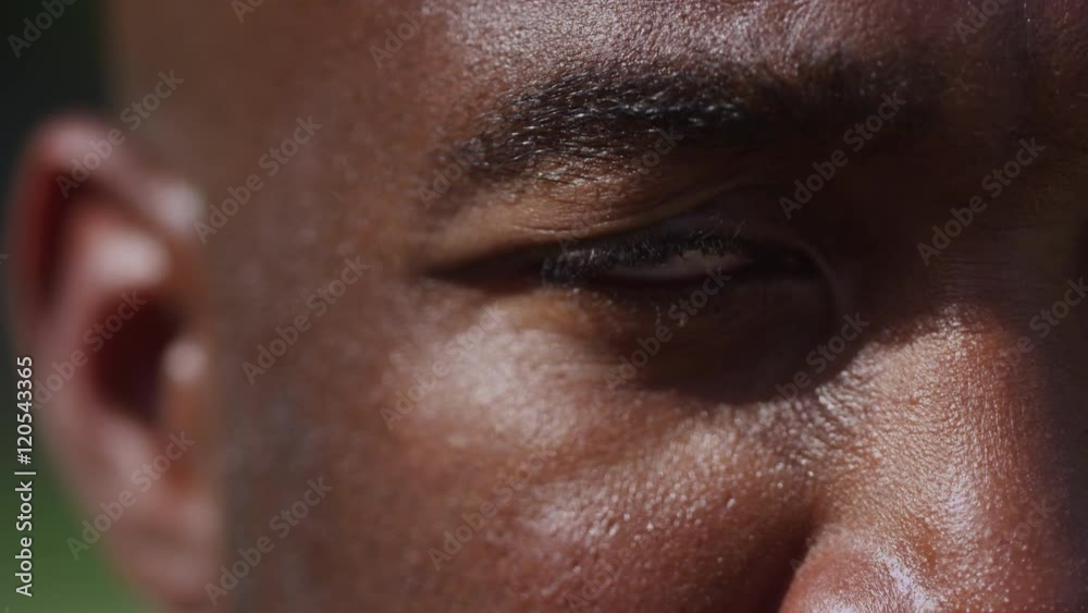 One on one street basketball extreme closeup of players eye looking