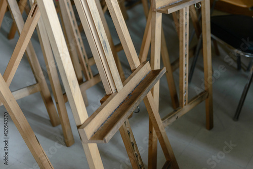 Close-up easels in the studio