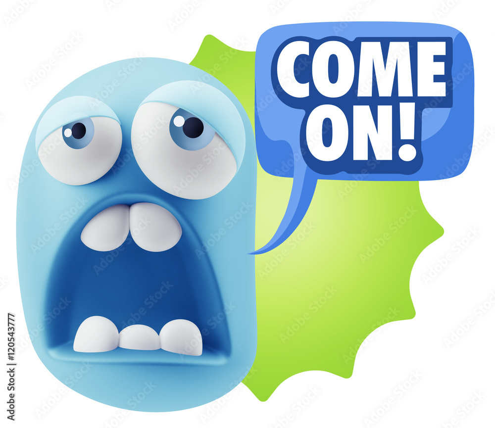3d Rendering Sad Character Emoticon Expression saying Come On wi 3d Rendering Sad Character Emoticon Expression saying Come On wi