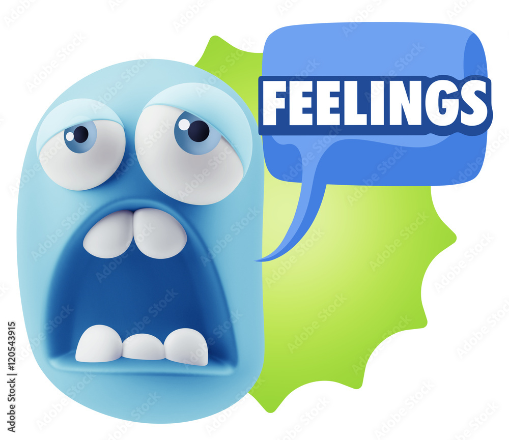 3d Rendering Sad Character Emoticon Expression saying Feelings w