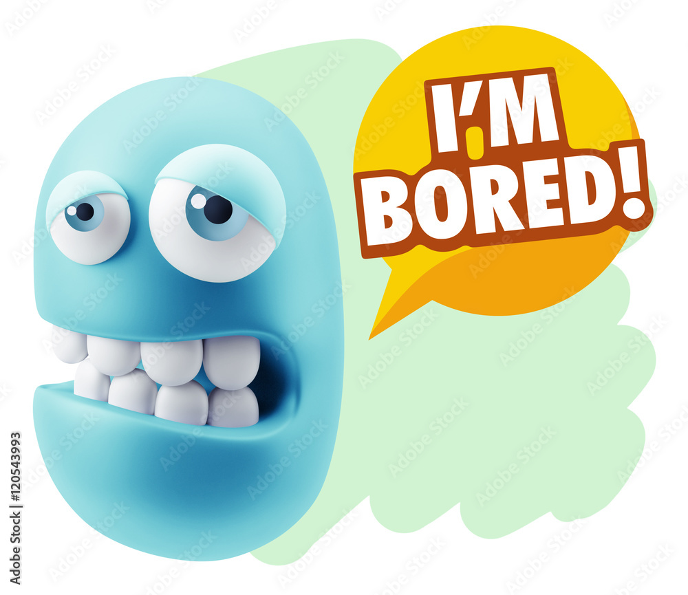 3d Rendering Sad Character Emoticon Expression saying I'm Bored 3d Rendering Sad Character Emoticon Expression saying I'm Bored