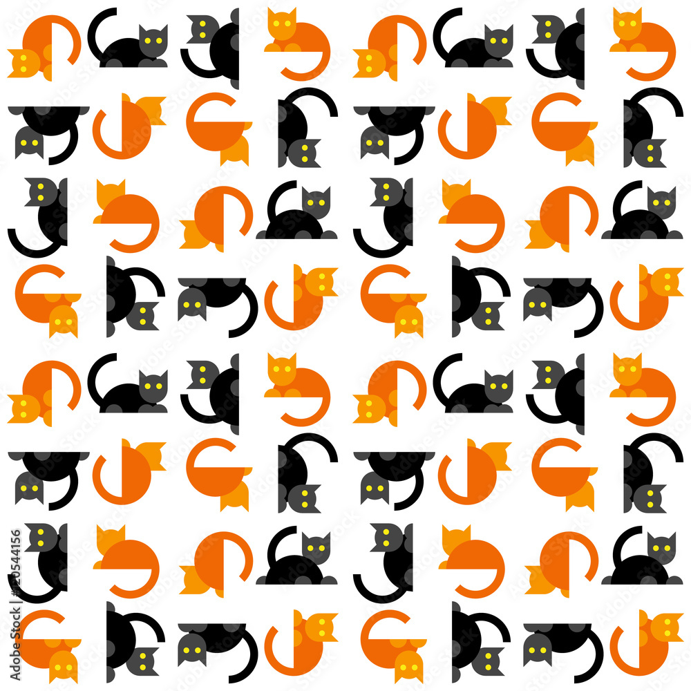 Seamless simple flat cats pattern