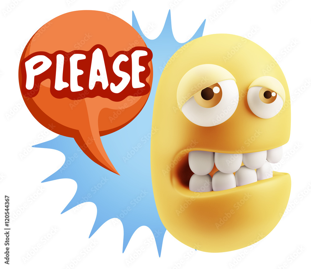3d Rendering Sad Character Emoticon Expression saying Please wit 3d Rendering Sad Character Emoticon Expression saying Please wit