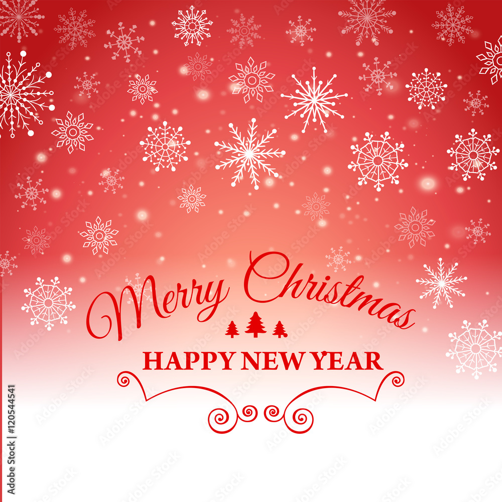 Happy New Year and Merry Christmas e-card. Vector illustration.