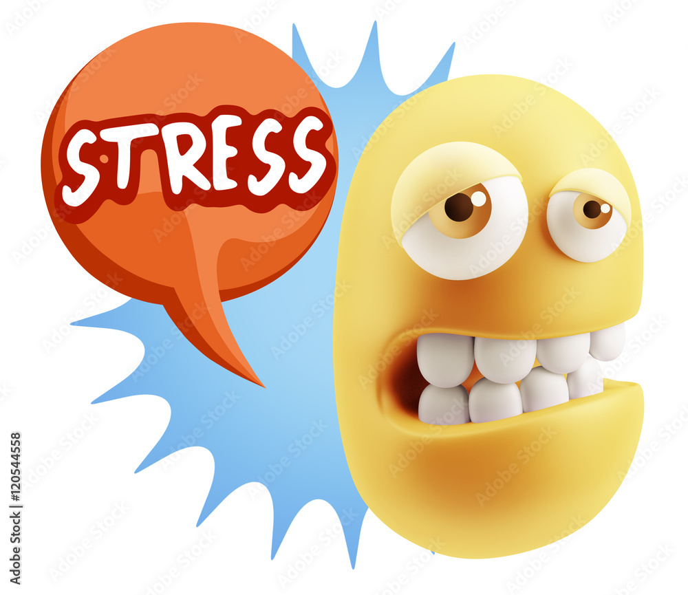 3d Rendering Sad Character Emoticon Expression saying Stress wit 3d Rendering Sad Character Emoticon Expression saying Stress wit