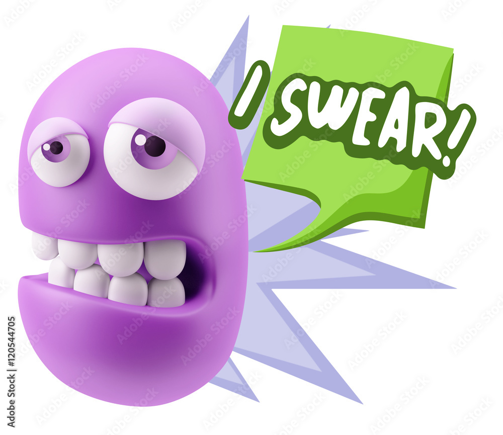 3d Rendering Sad Character Emoticon Expression saying I Swear wi 3d Rendering Sad Character Emoticon Expression saying I Swear wi