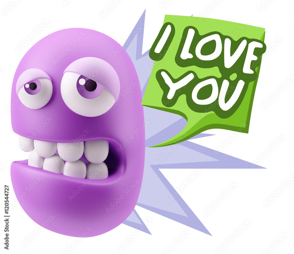3d Rendering Sad Character Emoticon Expression saying I Love You 3d Rendering Sad Character Emoticon Expression saying I Love You